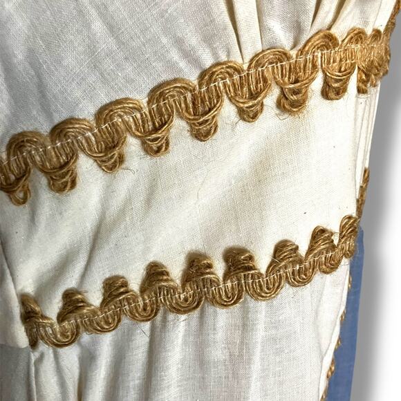 Ultra-Rare 1960s Made-In-California Prairie Maxi Cream-Blue Ric-Rac + Tag - Picture 9 of 13